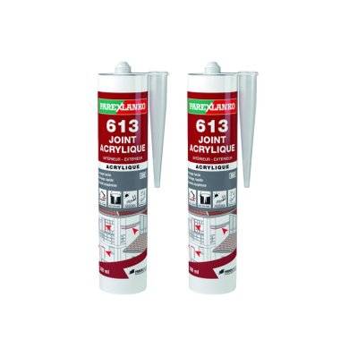 Lot de 2 Mastics acryliques PAREXLANKO 613 Joint acrylique - Blanc - 300ml - 24066 - 3700812060694