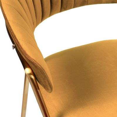 HUGO - Chaise avec accoudoirs en velours Moutarde et métal doré (x2) - 2465 - 3701139535063