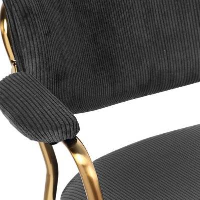 CLARA - Chaise en tissu cotelé Carbone et métal doré brossé(x2) - 2462 - 3701139534882