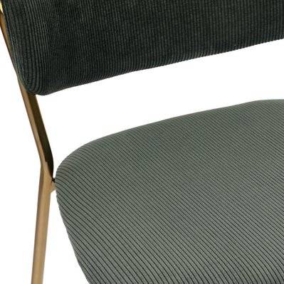 CLARA - Chaise de bar en tissu cotelé Sauge et métal doré brossé (x2) - 2487 - 3701139536022