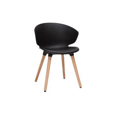 Chaise design noir et bois clair massif WING - - 52704 - 3662275133899