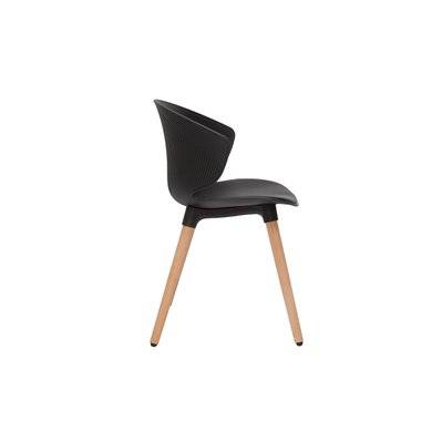 Chaise design noir et bois clair massif WING - - 52704 - 3662275133899