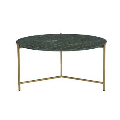 Table basse ronde design en marbre vert et laiton D90 cm SILLON - L90xP90xH45 - 52755 - 3662275136913