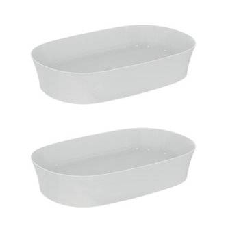IDEAL Lot de deux vasques ovales 60x38 cm Ipalyss sans bonde blanc