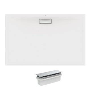 Receveur 140 X 90 IDEAL Ultra Flat New acrylique rectangle blanc Bonde receveur et Cache Bonde Rectangulaire