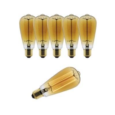 Lot de 6 ampoules Déco filament carbone Edison 25W E27 2700K (blanc chaud) - 455080-6 - 3700976200615