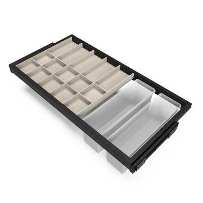 Emuca Kit de organiser de tiroirs, plateau auxiliaire et cadre de roulement soft close pour armoires, réglable, module 900mm, - 7029554 - 8432393294001