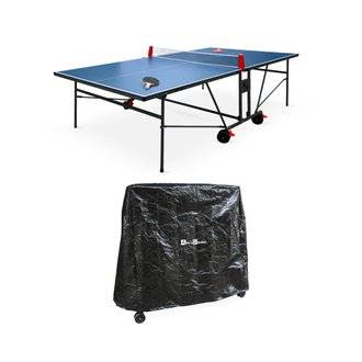 Table de ping pong INDOOR bleue. avec 2 raquettes et 3 balles. utilisation intérieure + Housse en PVC