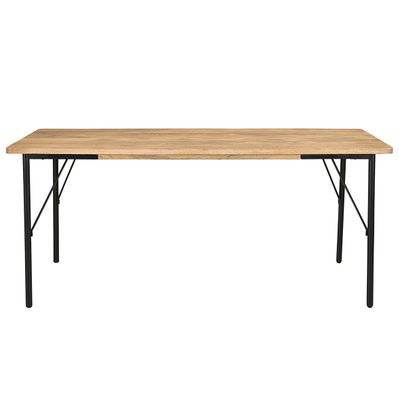 Table à manger rectangulaire en bois clair manguier massif et métal noir L180 cm JUDE L180xP90xH76 - 53088 - 3662275137545
