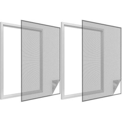 Moustiquaire fenêtre anthracite 18g/m² bande auto-agrippante 7,5 mm (Lot de 2) - 60708 - 3700866357962