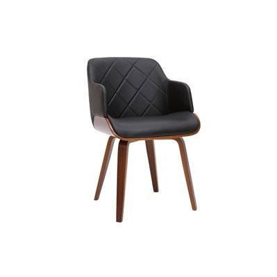 Chaise design noir et bois foncé LUCIEN - L52xP58xH81 - 52300 - 3662275132212