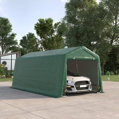 Tente garage carport acier galvanisé PE haute densité vert - Brico Privé