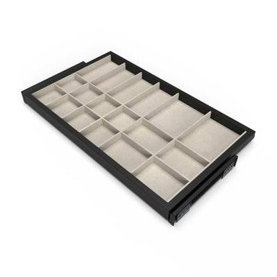 Emuca Kit de organiser de tiroirs et cadre coulissant soft close pour armoires, réglable, module 800mm, Noir texturé et Gris - 7028754 - 8432393293929