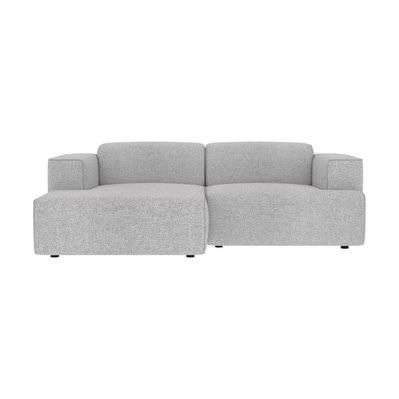 Canapé d'angle gauche 3 places Aska en tissu gris clair chiné - 10885 - 3701324554541