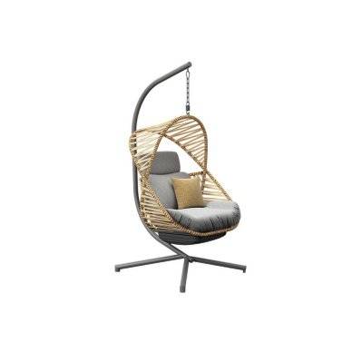 Chaise suspendue Banana Leaf en acier - Assise tressée pliante - graphite/naturel/gris - 80876 - 3700103101877