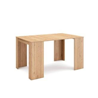 Table Console extensible avec rallonges jusqu'à 140 cm chêne clair 6 personnes
