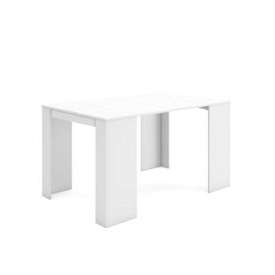 Table console extensible, 140, Pour 6 personnes, Table à Manger, Blanc - EX140B2018 - 8436547340446