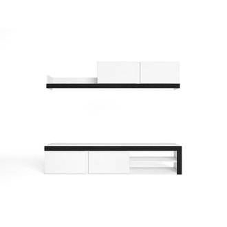 Salon IDEM "Blanco" - Ensemble de Meubles - Blanc/Noir 200x40x180cm