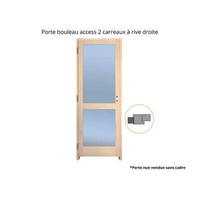 Porte nue bois Bouleau Access : 2 carreaux, Traverse droite, 73 cm en rive droite - B4020273RD - 3454975702228