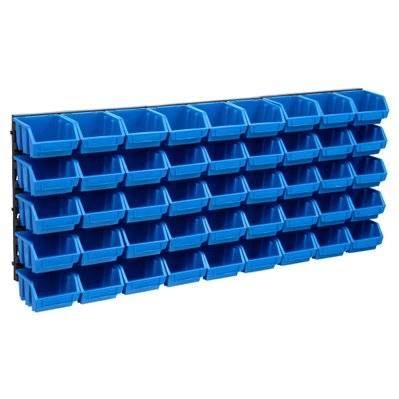 vidaXL Kit de bacs de stockage et panneaux muraux 48 pcs Bleu et noir - 150805 - 8720286359488