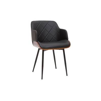 Chaise design noir, bois foncé et métal LUCIEN - - 52301 - 3662275132229