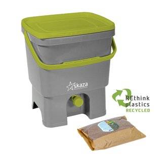 Composteur de cuisine Bokashi ORGANKO 1 + activateur - gris&vert - 16 L