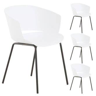 Lot de 4 chaises de jardin NIVEL en plastique blanc