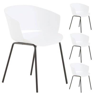 Lot de 4 chaises de jardin NIVEL en plastique blanc - 12063 - 4016787120639
