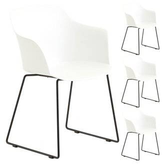 Lot de 4 chaises de jardin FORO en plastique blanc
