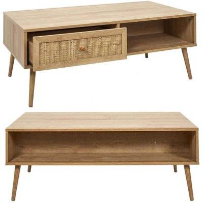 Set meuble TV en bois 2 portes et table basse 1 tiroir Bali - 58203 - 3700866352042