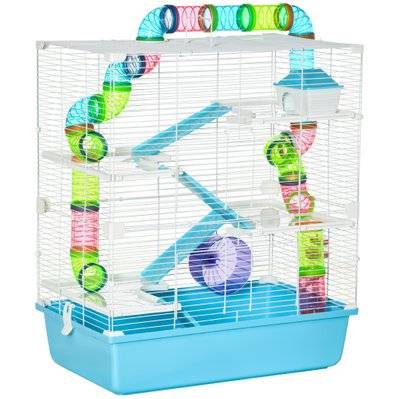 Grande cage à hamsters 5 niveaux - nombreux accessoires - métal PP bleu blanc - D51-233LB - 3662970103852