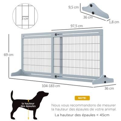 Barrière de sécurité chien longueur réglable porte sapin blanc - Brico Privé