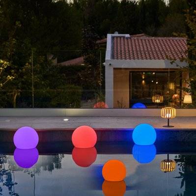 Boule lumineuse sans fil flottante LED BOBBY C40 Multicolore Polyéthylène D40CM - BOBBY C40 - 3760119732847