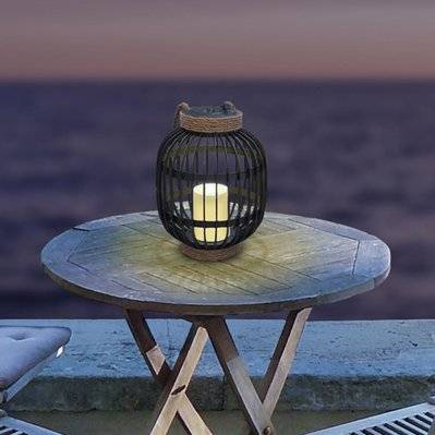 Lanterne solaire décorative FIDJY Noir Acier H30cm - FIDJY - 3760119730201