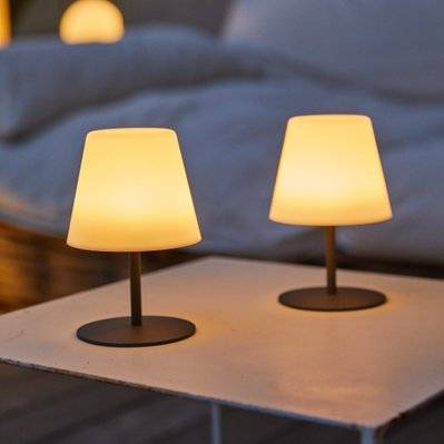 Lot de 4 Lampe de table sans fil LED 4x STANDY MINI Rock Gris Acier H25CM - 4x STANDY MINI Rock - 3760093547123