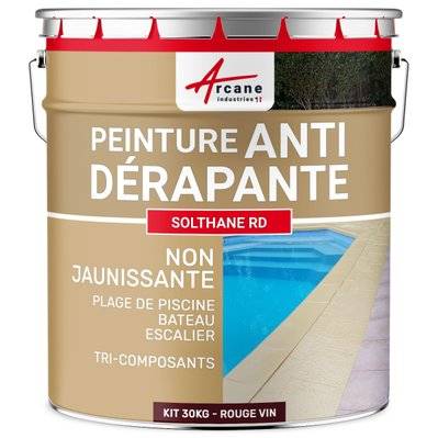 Peinture antidérapante pour sol extérieur - SOLTHANE RD-30 kg Rouge Vin - RAL 3005 - 156_31499 - 3700043488649