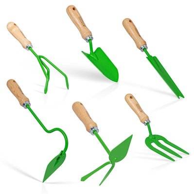 Kit 6 outils de jardin VITO Kit jardinier Acier S235 Manche en bois de hêtre - 7217 - 5604612714055