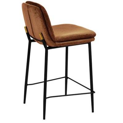 NOLAN - Chaise de bar tissu chenillé Terracota et métal noir mat (x2) - 2504 - 3701139535780