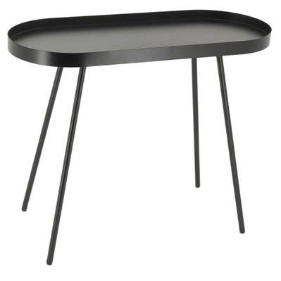 Table basse ovale en métal noir 70 x 30 x 57 Noir - 61237 - 3238920830279