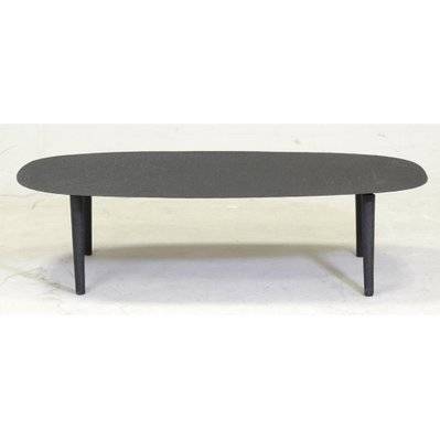 Table basse ovale en métal texturé noir - 61217 - 3238920830521