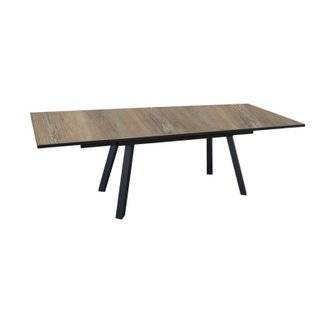Table de jardin rectangulaire Agra plateau à lames Fundermax® graphite/wood 180/230/280 cm