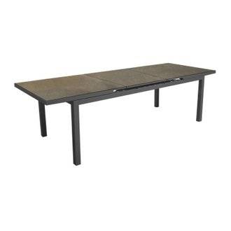 Table de jardin rectangulaire Téramo Lift plateau Fundermax® - graphite/cave 180/235 cm