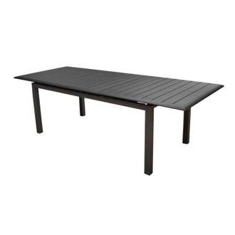 Table de jardin rectangulaire extensible Louisiane en aluminium - graphite 187/247 cm