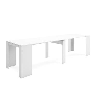 Table Console extensible rallonges jusqu'à 302cm Blanc mat - EX300BL2018S - 8436547340057