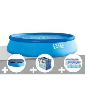 Kit piscine autoportée Intex Easy Set 3,96 x 0,84 m + Bâche de protection + Bâche à bulles + 6 cartouches de filtration