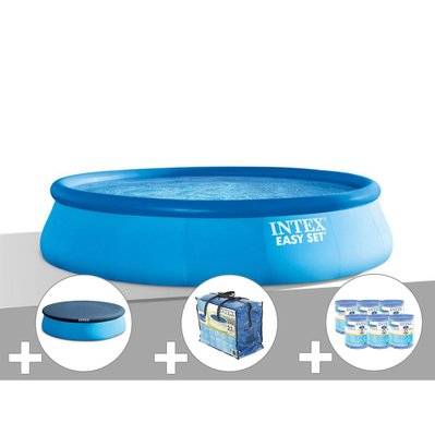 Kit piscine autoportée Intex Easy Set 4,57 x 1,07 m + Bâche de protection + Bâche à bulles + 6 cartouches de filtration - 44357 - 3665872046869