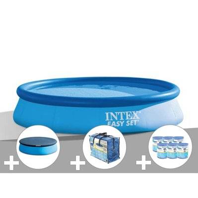 Kit piscine autoportée Intex Easy Set 3,66 x 0,76 m + Bâche de protection + Bâche à bulles + 6 cartouches de filtration - 44349 - 3665872046746