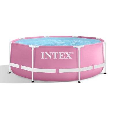 Piscine tubulaire Metal Frame Pink ronde 2,44 x 0,76 m (avec filtration) - Intex - 43446 - 6941057423364