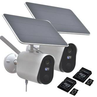 DAEWOO Pack de 2 Caméras W502 Full HD Autonome avec 2 panneaux solaire et 2 Cartes SD 64Go