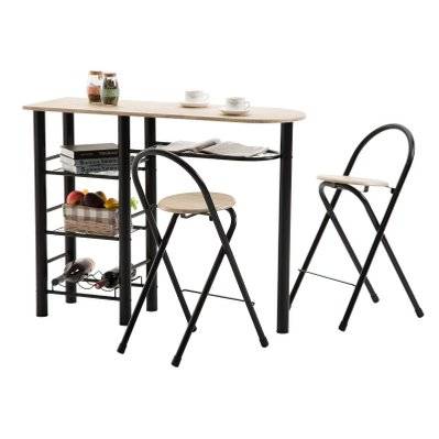 Ensemble table haute de bar et 2 chaises STYLE, décor chêne sonoma et métal noir - 13180 - 4016787131802